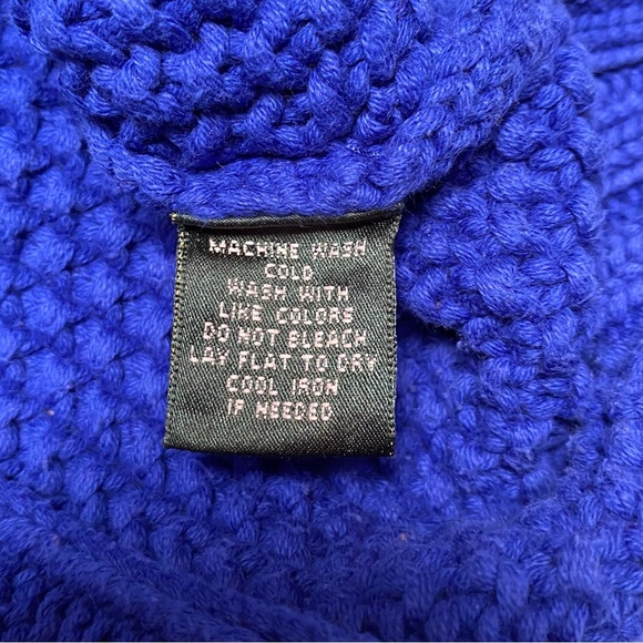 Lauren Ralph Lauren 100% Cotton Cable Knit Sweater | Turtleneck | Coastal - Picture 4 of 5